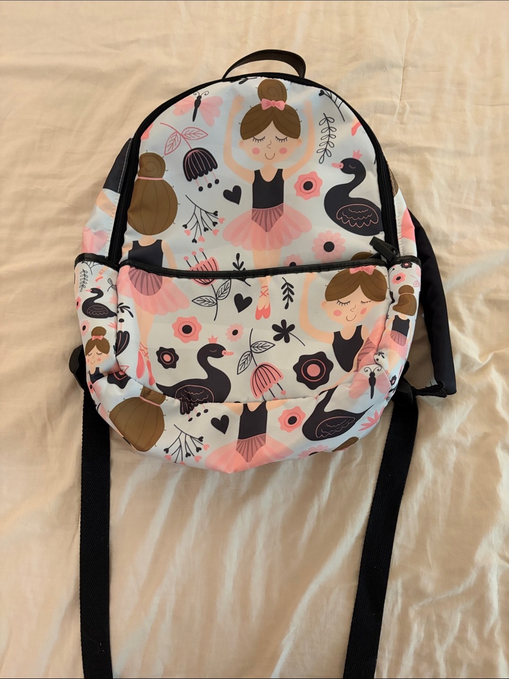 Source Unknown Pink Ballet Swan Print Kids Backpack